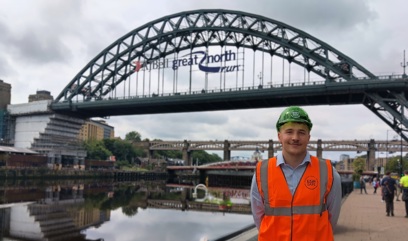 Toby Peach on work placement as part of the Tyne Bridge restoration project, Esh Group.